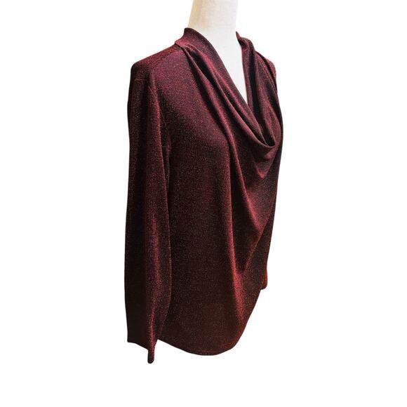 Carmen Marc Valvo Womens Top Sz 2X Drape Neck Evening Cocktail Cowl Neck Top - Picture 4 of 6